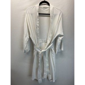 UNDER THE CANOPY Organic Cotton Womens Robe S/M White Long Sleeve Belt